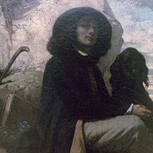 Courbet with his Black Dog, 1842. Artist: Gustave Courbet