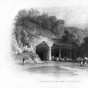Entrance to the Elephanta Caves, Bombay, India, 19th century