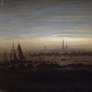 Greifswald in moonlight. Artist: Friedrich, Caspar David (1774-1840)