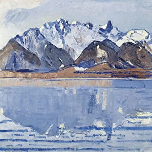 Lake Thun with Stockhorn Range, c. 1913. Creator: Hodler, Ferdinand (1853-1918)