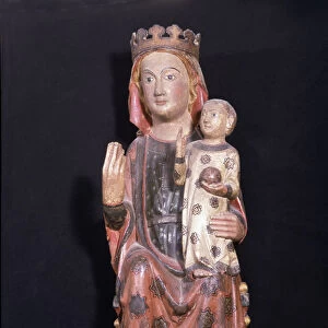 Mother of God, polychromed wood sculpture