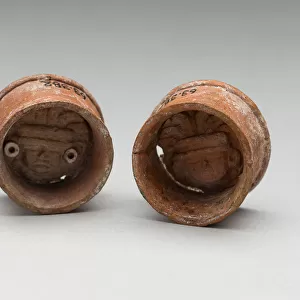Pair of Ear Plugs with Face of Figure in Interior, A. D. 300 / 750 A. D. Creator: Unknown