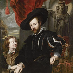 Portrait of Peter Paul Rubens with his son Albert, Mid of 17th cen Artist: Rubens, Peter Paul, (School)