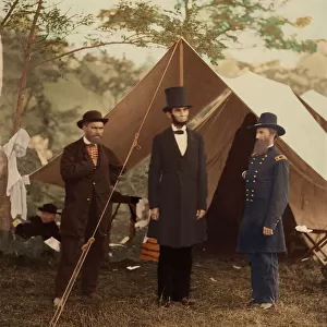 [President Abraham Lincoln, Major General John A. McClernand (right), and E. J