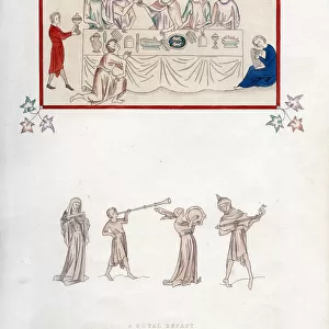 A royal repast, early 14th century, (1843). Artist: Henry Shaw