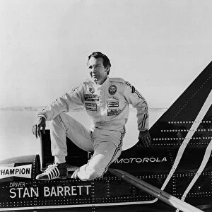 Stan Barrett on Budweiser Rocket car. Creator: Unknown