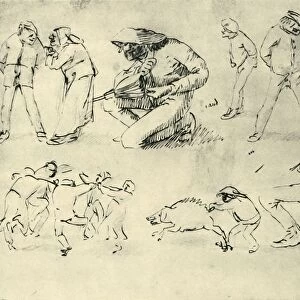 Studies of figures, early 17th century, (1943). Creator: Adriaen Brouwer