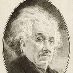 Albert Einstein, 1879 - 1955. German-born theoretical physicist who developed the theory of relativity. Illustration by Gordon Ross, American artist and illustrator (1873-1946), from Living Biographies of Great Scientists