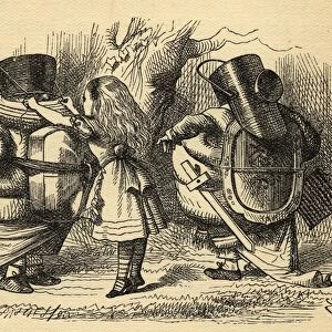 Alice With Tweedledum And Tweedledee. Illustration By Sir John Tenniel, 1820-1914. From The Book Through The Looking-Glass And What Alice Found There By Lewis Carroll. Published London 1912