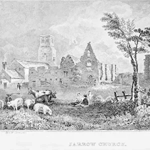 Jarrow Monastery Engraving By J. w. Carmichael