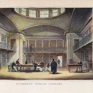 Plymouth Public Library. After an engraving dated 1832. Later colourization