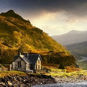 Scenic Mountain View With Country House; Ardnamurchan Peninsula, Scotland, Uk