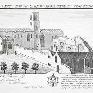 The South West View Of Jarrow Monastery antique Engraving bucks Views From The Boook Began In 1726, By The Brothers, Samuel & Nathaniel Buck Began Their Task Of Creating A Visual Record Of Ancient Monuments In England And Wales. "bucks Views"As They Were Called Are 428 Views Of The Ruins Of All Noted Abbeys. Samuel Buck Was Born In Richmond, Yorkshire, In 1696, Nathaniel Being A Younger Brother. ~published Between 1724-38 On Hand-Made Laid Watermarked Paper, 11 1 / 4"X 18 1 / 2"A£45 Ist Edition Numbered To The Left Light Toning Ie Paper Nearer Cream Than White
