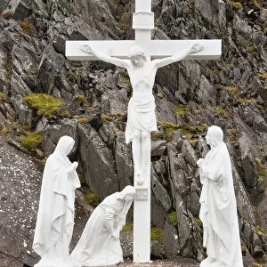 Statues of religious figures depicting the crucifixion; Ireland