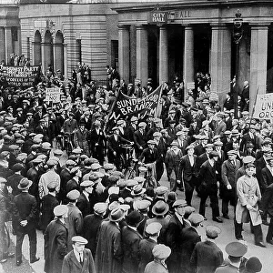 A Communist march past the City Hall, Newcastle. c. 1926