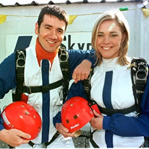 Jenni Falconer and Dougie Vipond parachuting - parachute jump Presenters of