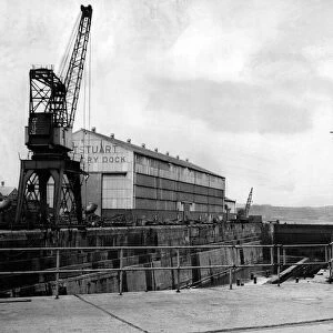 The empty Mount Stuart Channel Dry Dock, Cardiff Docks. 19th July 1967