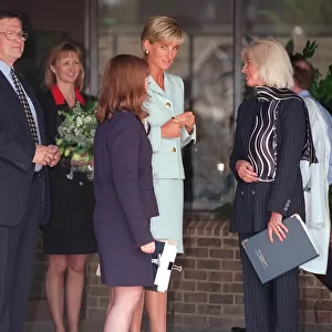 PRINCESS DIANA, PRINCESS OF WALES AND HER NEW SECRETARY, LOUISE REID-CARR (BEHIND