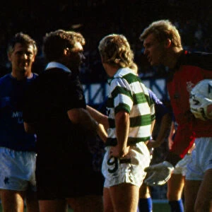 Referee talks to Celtic and Rangers players October 1987 Frank McAvennie