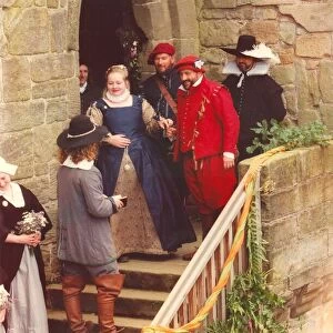 The Tudor theme wedding of Susan Benneworth and Stuart Reid (red costume