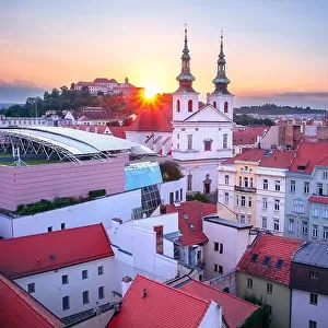 Brno, Czech Republic. Aerial cityscape image of Brno, second largest city in Czech Republic at summer sunset