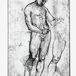 Sketch of a male nude. Drawing by Raphael, in the British Museum in London