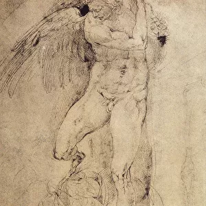 Study of an angel for the Last Judgement: drawing by Michelangelo. Casa Buonarroti, Florence